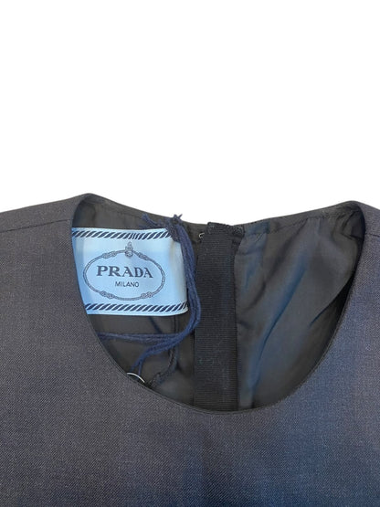 Prada Tailored Wool Pleat Pinafore Dress Grey 42 | O/S, Grey