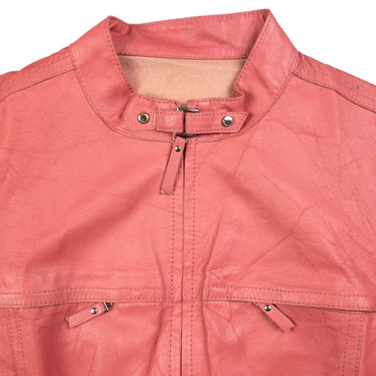 Vintage Burberry Blue Label Zip Up Leather Jacket Womens Size S