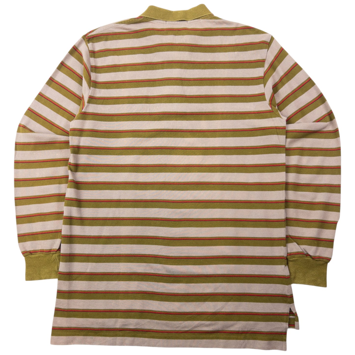 Vintage 80s YSL Yves Saint Laurent Striped Long Sleeve Polo Shirt Size M | Medium, Red