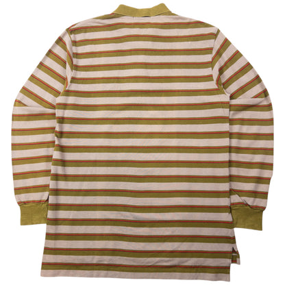 Vintage 80s YSL Yves Saint Laurent Striped Long Sleeve Polo Shirt Size M | Medium, Red