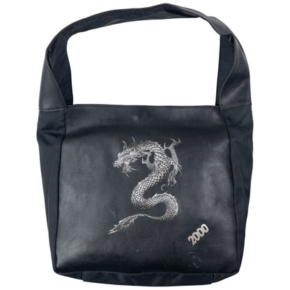 Vintage 2000 Jean Paul Gaultier Dragon Leather Shoulder Bag | O/S, Black