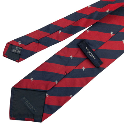 Vintage 2000s Burberry Striped Monogram Silk Tie | O/S, Navy
