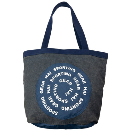 Vintage 90s Hai Sporting Gear By Issey Miyake Denim Shoulder Tote Bag | O/S, Grey
