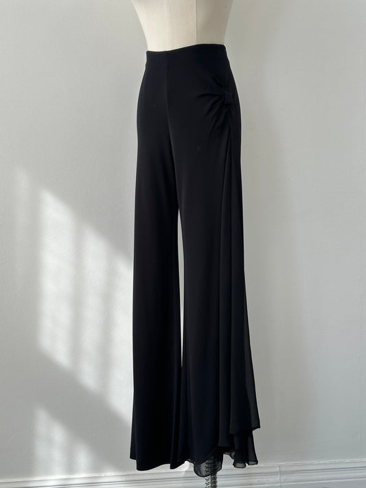 Vintage 1990s Chiffon Overlay Wide Leg Trousers - W28