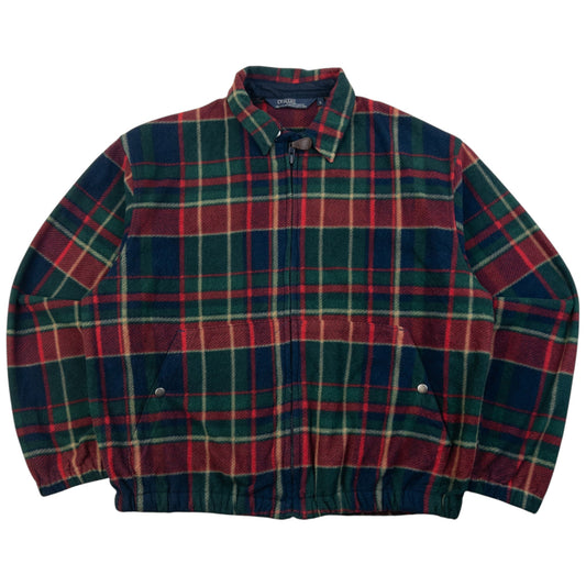 Vintage 90s Polo Ralph Lauren Checkered Fleece Jacket Size L | Large, Red