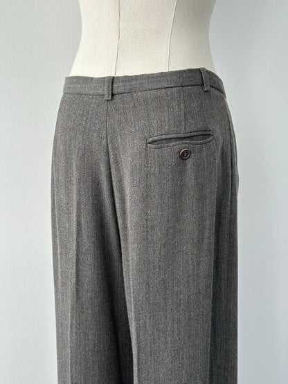 Calvin Klein 2000s Wool Wide Leg Tailored Trousers - W30