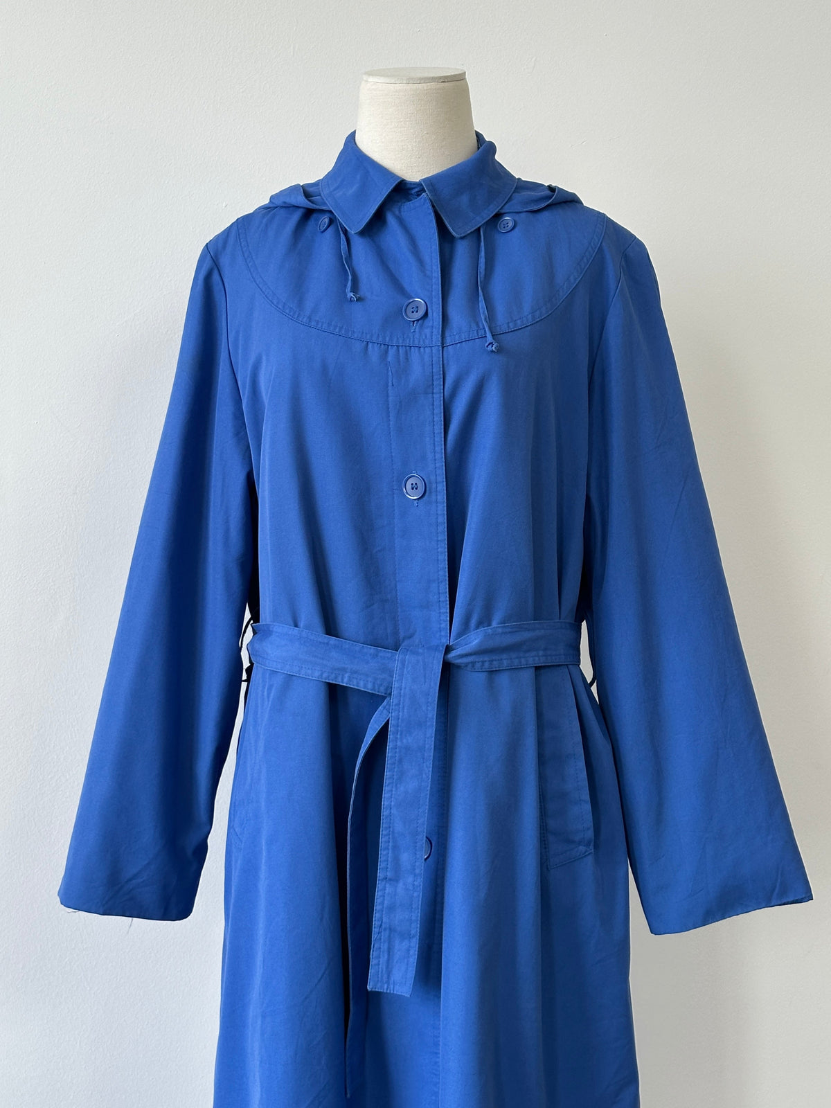 London Fogg 1980s Cotton Hooded Belted Trench - M