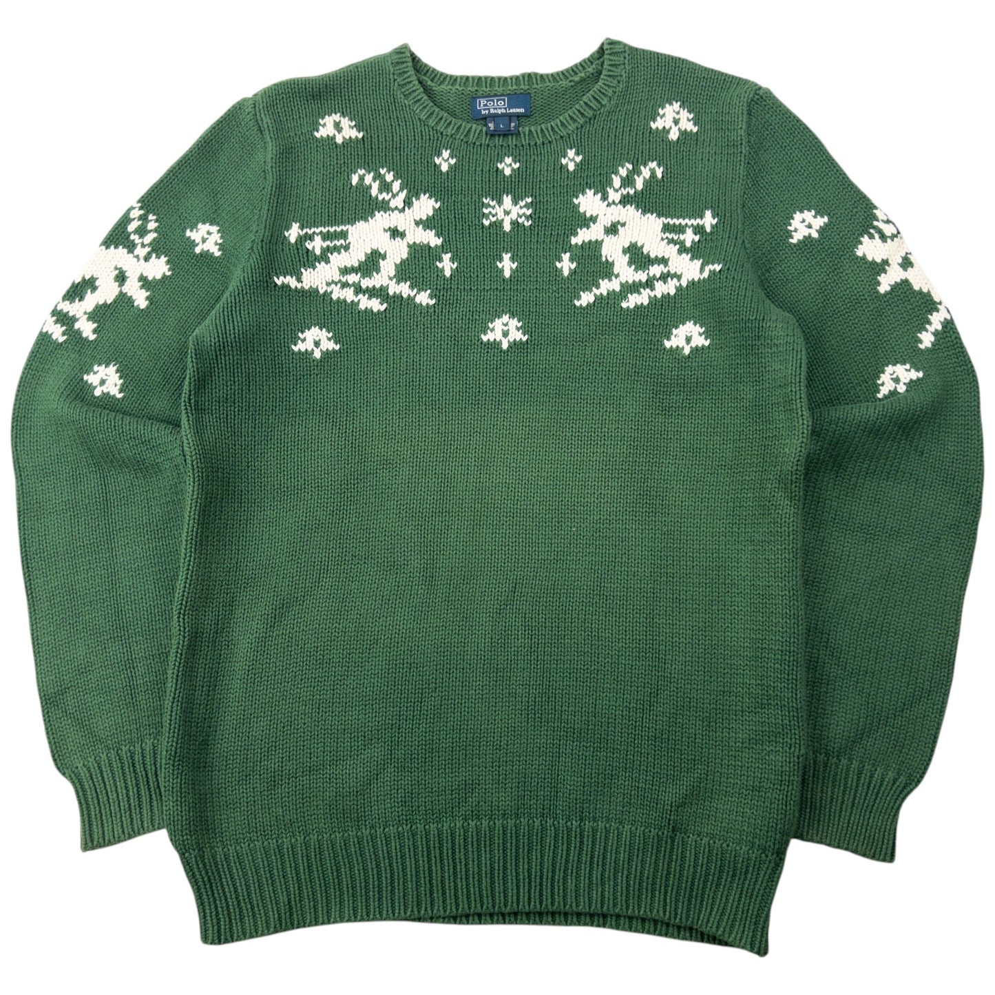 Vintage 90s Polo Ralph Lauren Knitted Skiing Jumper Size S | Small, Green