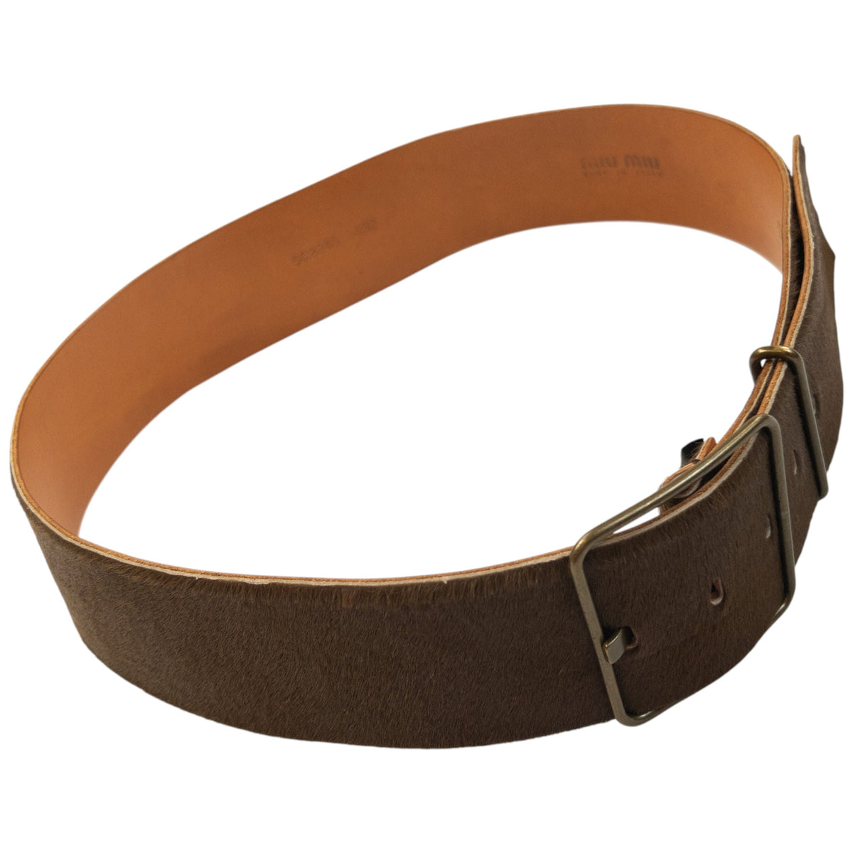 Vintage 2000s Miu Miu Calf Hair Leather Belt Size L | O/S, Brown