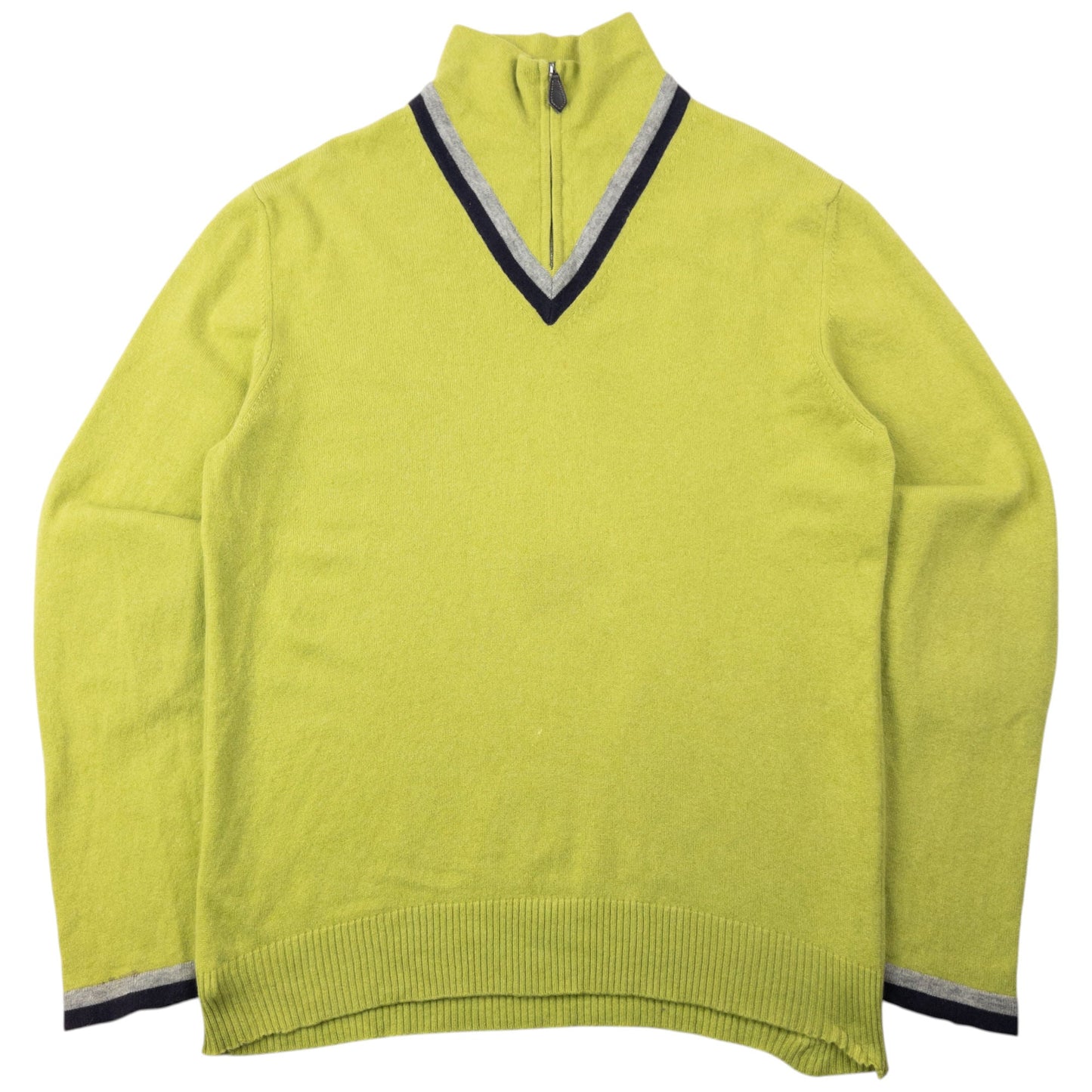 Vintage 90s Hermès Q Zip Cashmere Jumper Size XL | Medium, Green