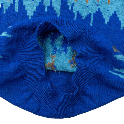 Vintage 80s YSL Yves Saint Laurent Pattern Wool Knit Jumper Size M | Medium, Blue