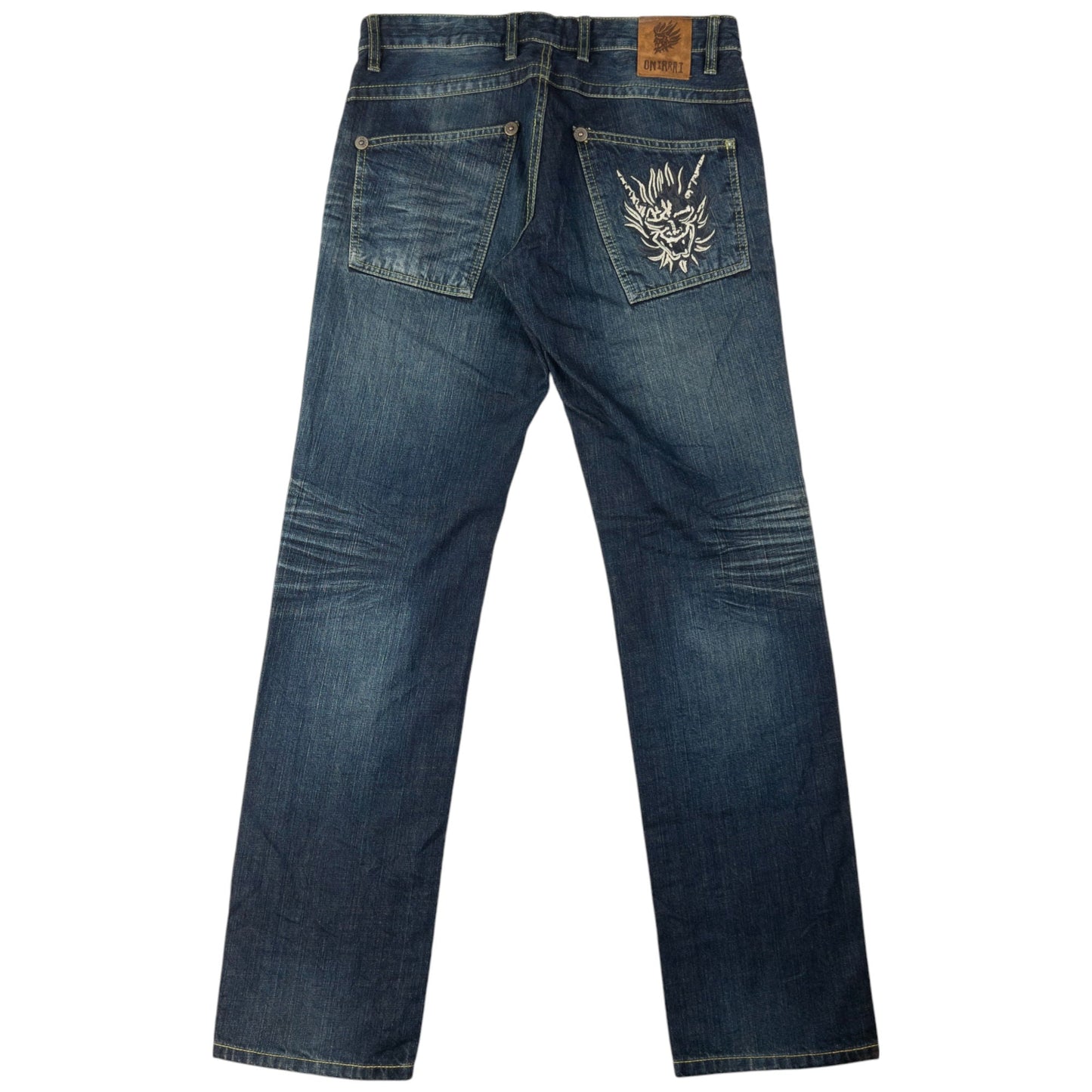 Vintage Oniarai Embroidered Devil Japanese Denim Jeans Size W33