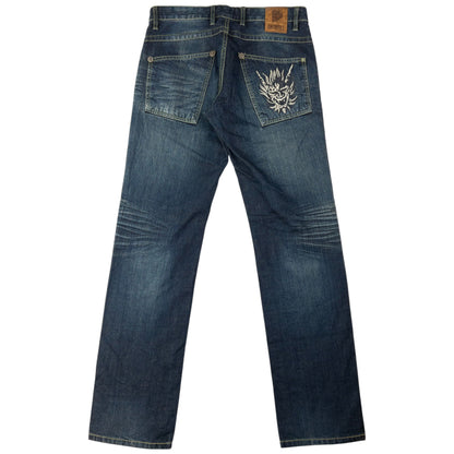 Vintage Oniarai Embroidered Devil Japanese Denim Jeans Size W33