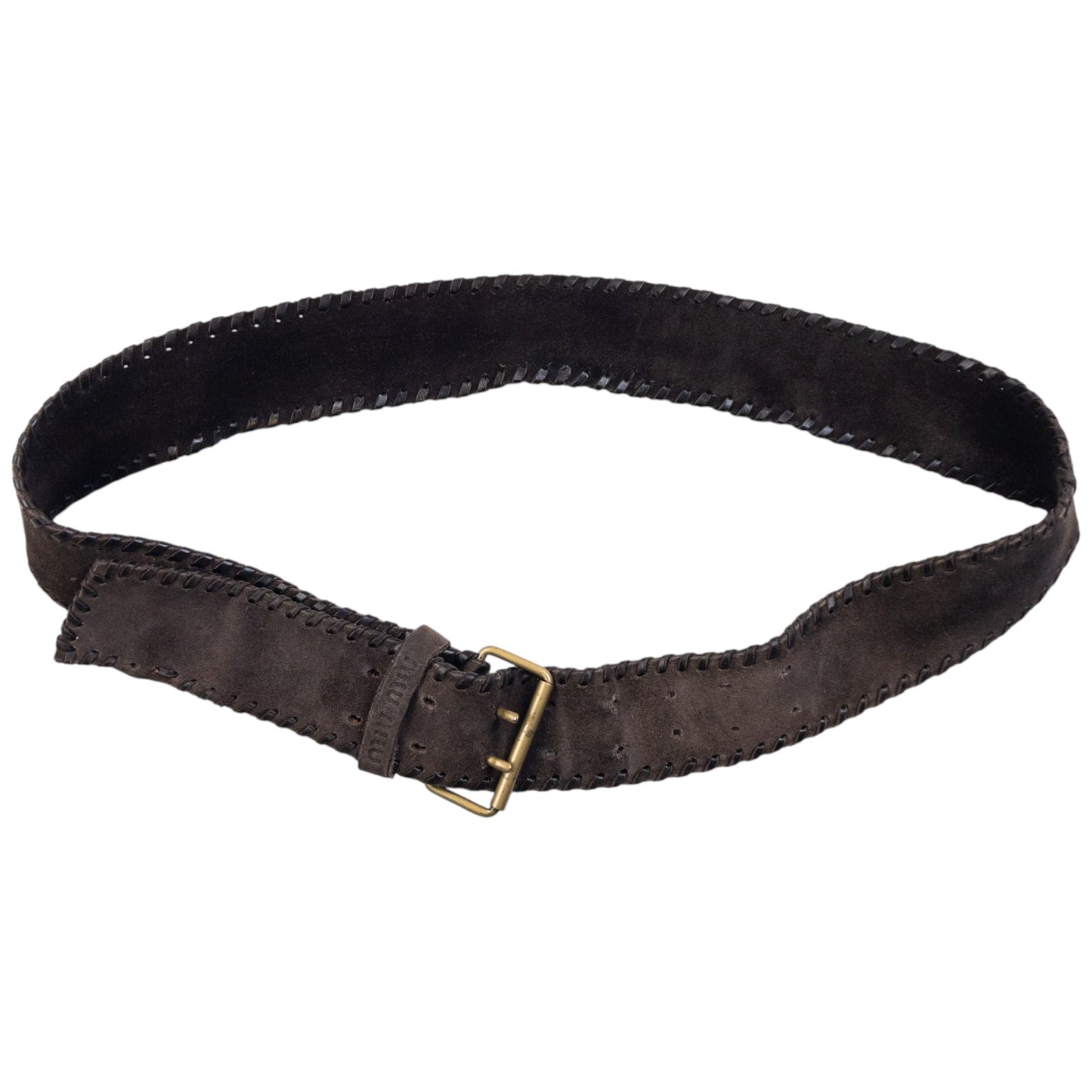 Vintage 2000s Miu Miu Suede Leather Belt Size L | O/S, Brown