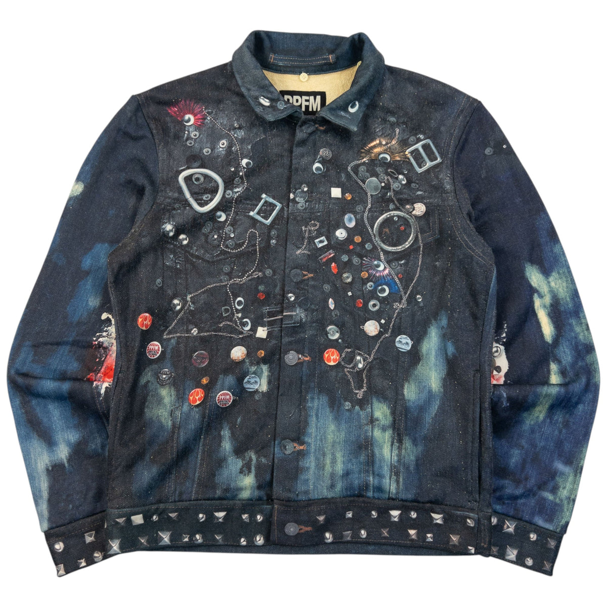 Vintage 2000s PPFM Embellished Denim-Look Print Jacket Womens Size M | Medium, Multi