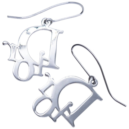 Vintage 2000s Dior Silver Logo Earrings | O/S, Grey