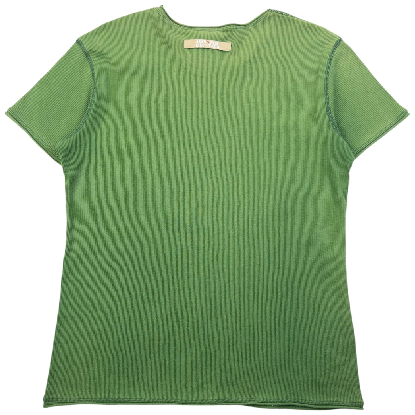 Vintage 2000s Jean Paul Gaultier Ribbed Diamanté T Shirt Womens Size S | Small, Gold