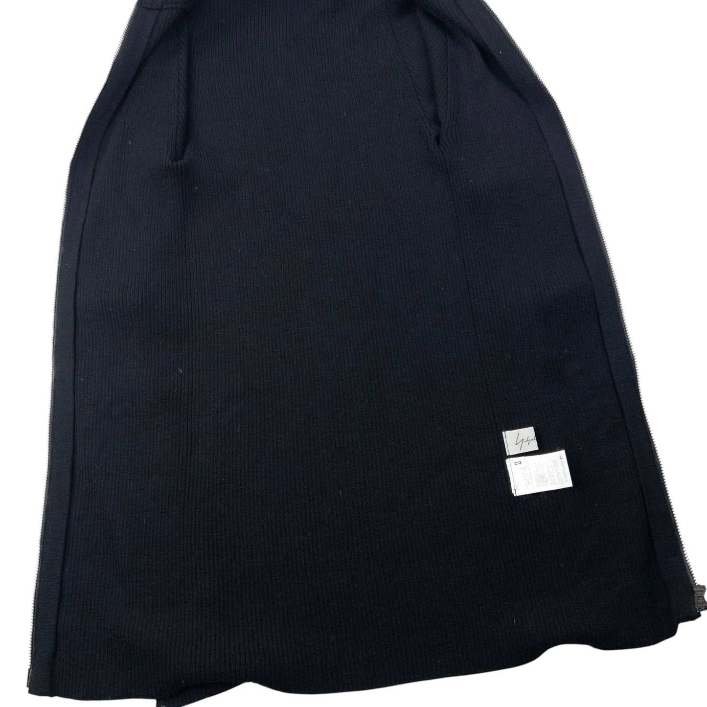 Vintage 2000s Yohji Yamamoto Zip Up Ribbed Wool Jumper Womens Size S | Small, Black