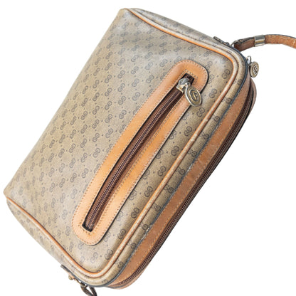Vintage 80s Gucci Monogram Leather Crossbody Bag | O/S, Beige