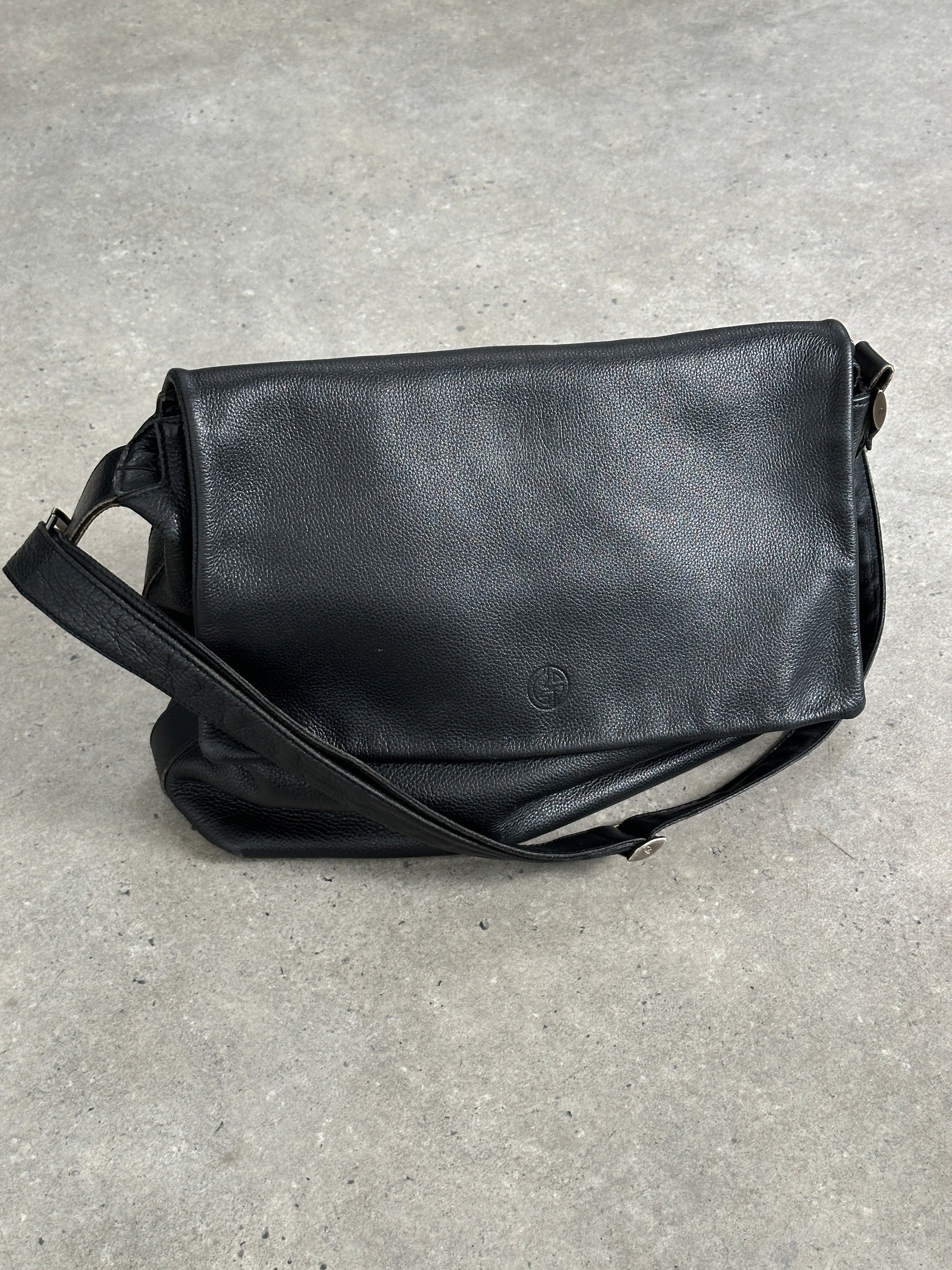 Giorgio Armani 1990s Leather Logo Crossbody Bag