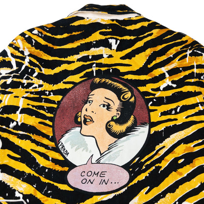 2018 Prada Tiger Stripe Pop Art Jacket Womens Size XL | XL, Yellow, Black, White