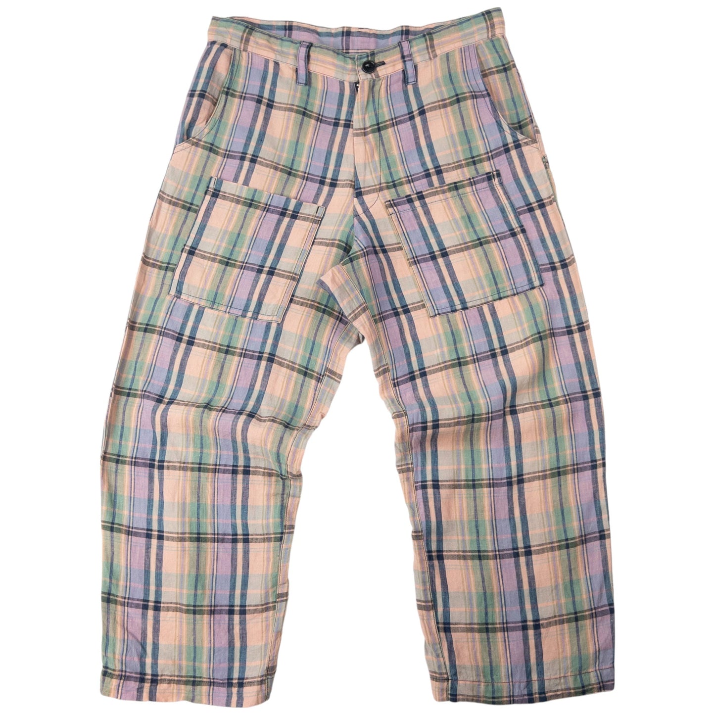 Vintage Yohji Yamamoto Checkered Cropped Linen Trousers Size W33