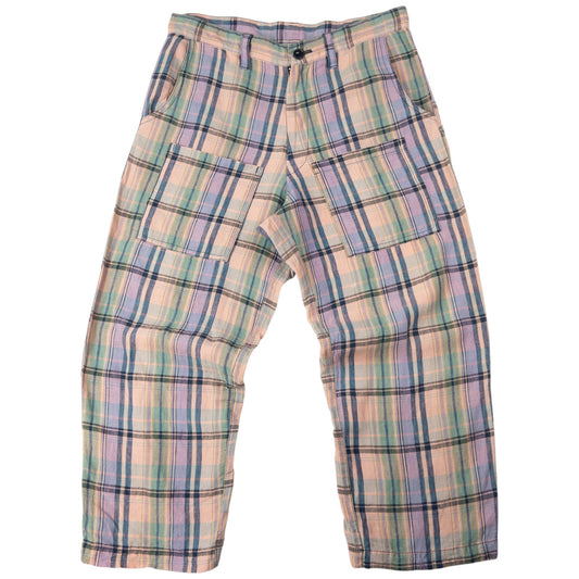 Vintage Yohji Yamamoto Checkered Cropped Linen Trousers Size W33