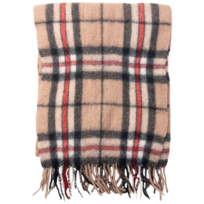 Vintage Burberry Nova Check Wool Tassel Scarf | O/S, Beige