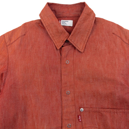 Vintage 2000s Levi's Engineered Garments Snap Button Up Denim Shirt Size S | Small, Orange