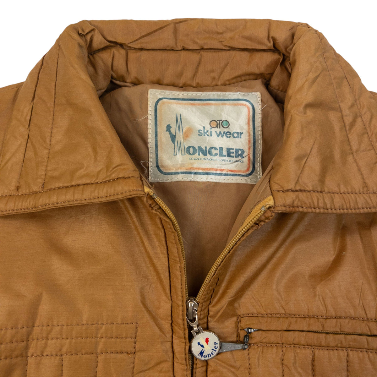 Vintage 90s Moncler Zip Up Padded Jacket Size S | Small, Brown
