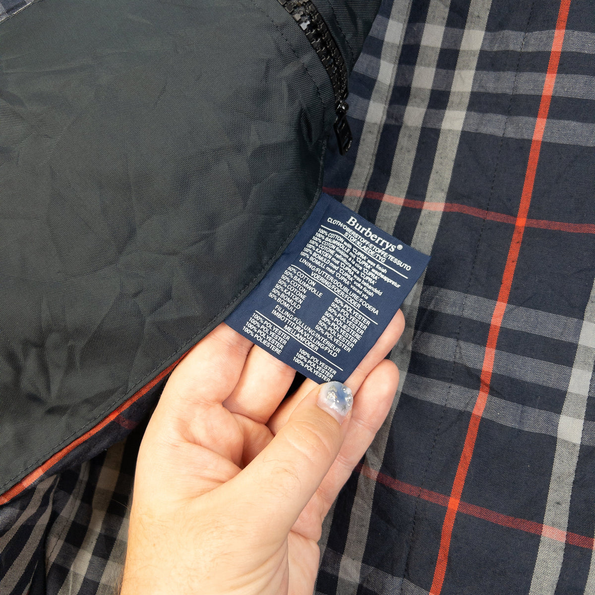 Vintage 90S Burberry Nova Check Lined Rain Jacket Size XL | XL, Blue