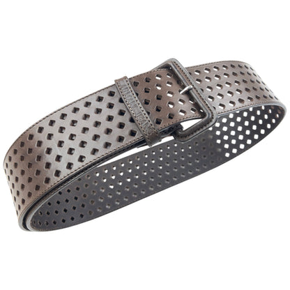 Vintage 2000s Armani Jeans Laser-Cut Leather Belt Size One Size | O/S, Brown