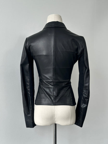 Emporio Armani Double Zip Fitted Lamb Leather Jacket - XS-S