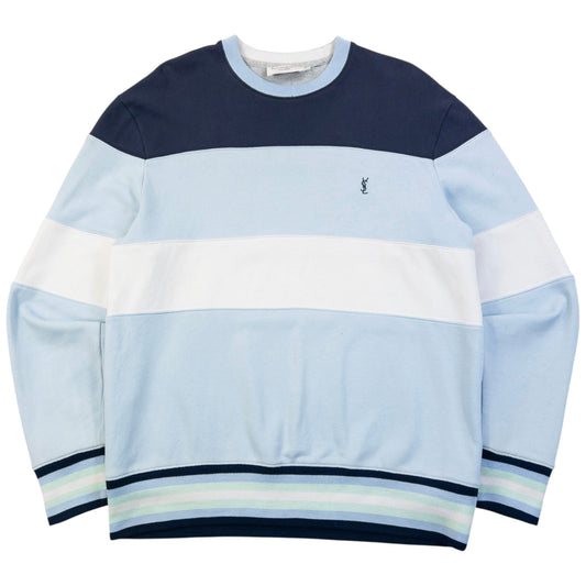 Vintage 2000s YSL Yves Saint Laurent Striped Sweatshirt Size M | Medium, Blue