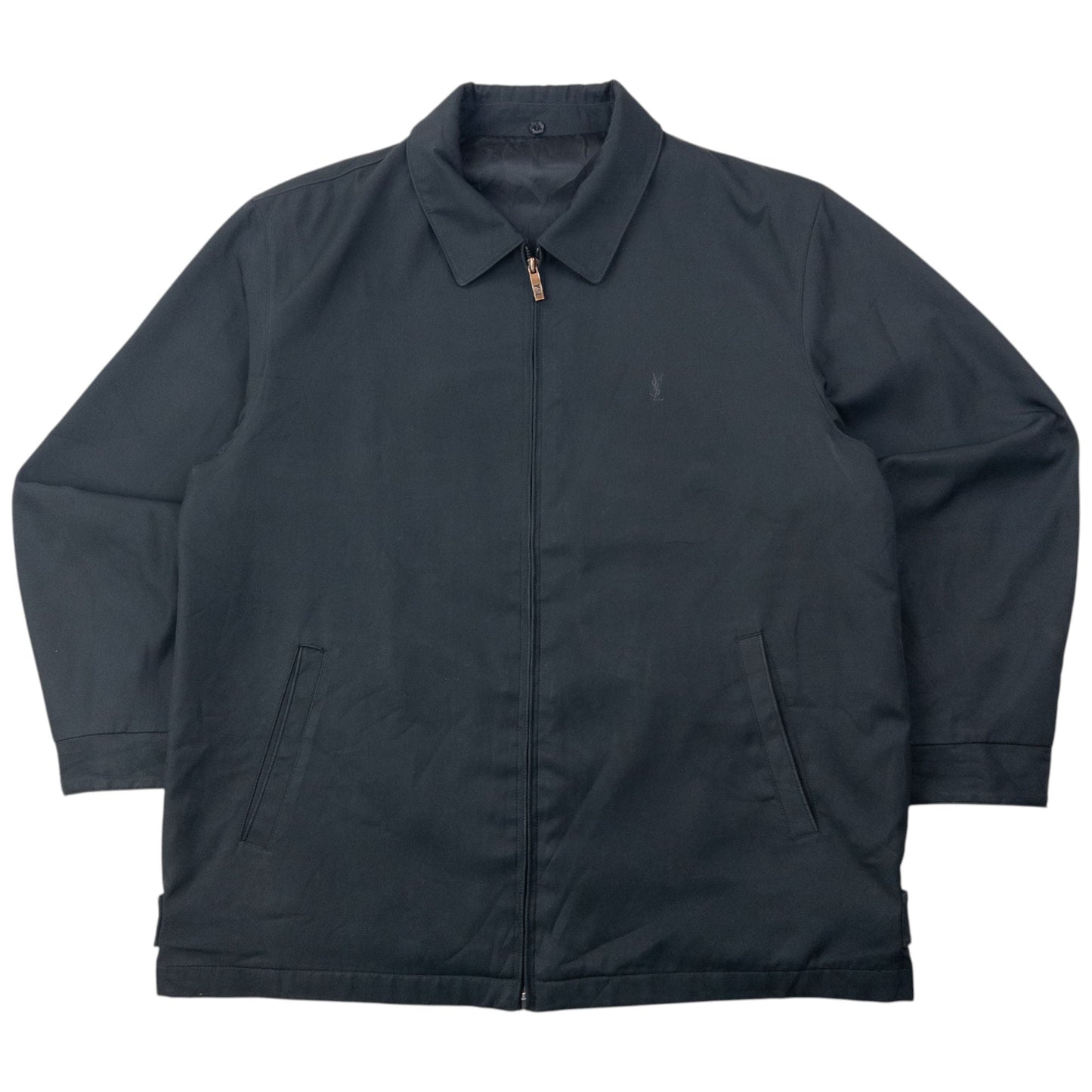 Vintage 90s YSL Yves Saint Laurent Harrington Jacket Size L | Large, Black