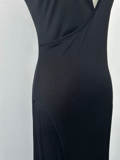 Gianni Versace Versus 1990s floor-length sleeveless cut-out dress in S/M, showcasing a bold, fashion-forward design.