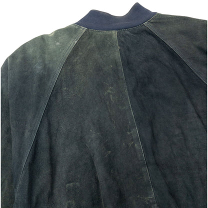 Vintage 90s Hugo Boss Button Up Suede Bomber Jacket Size XL | XL, Green