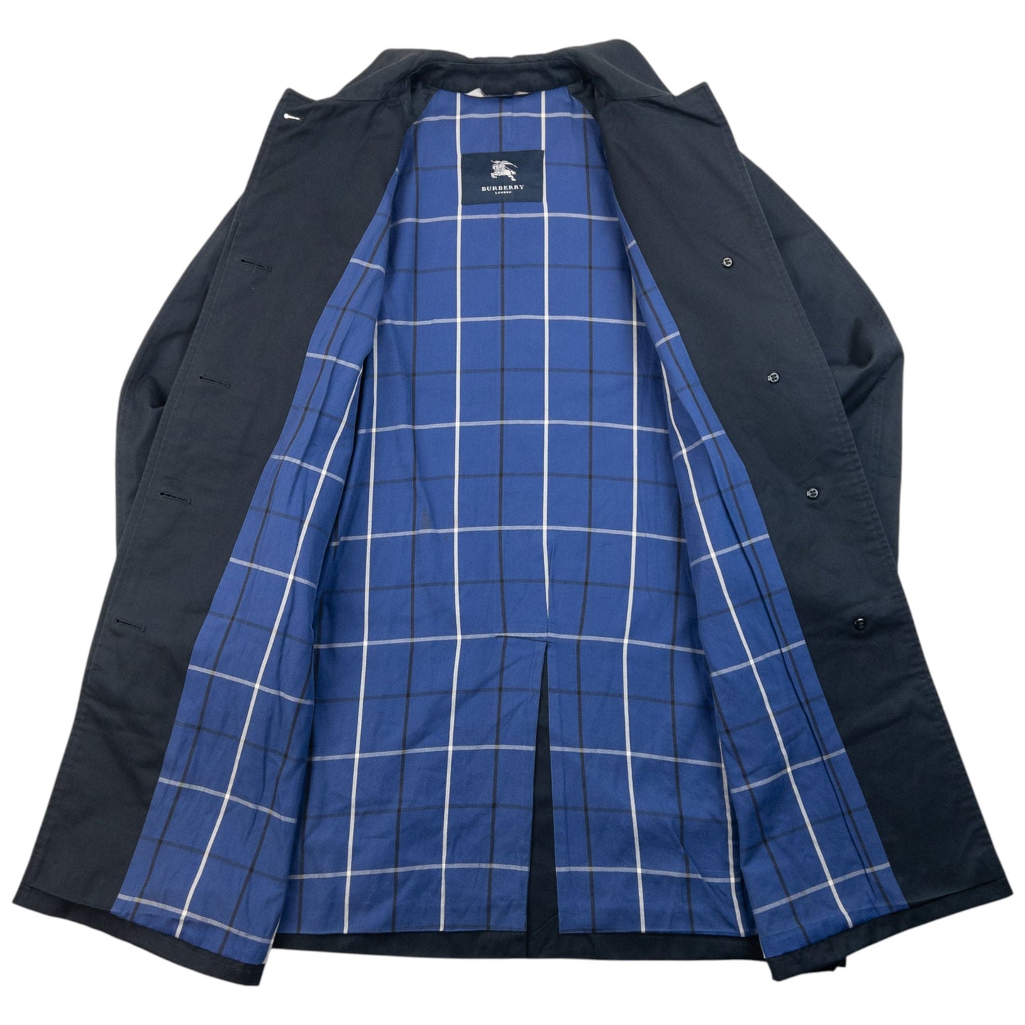 Vintage 2000s Burberry Nova Check Lined Trench Jacket Womens Size S | Small, Navy