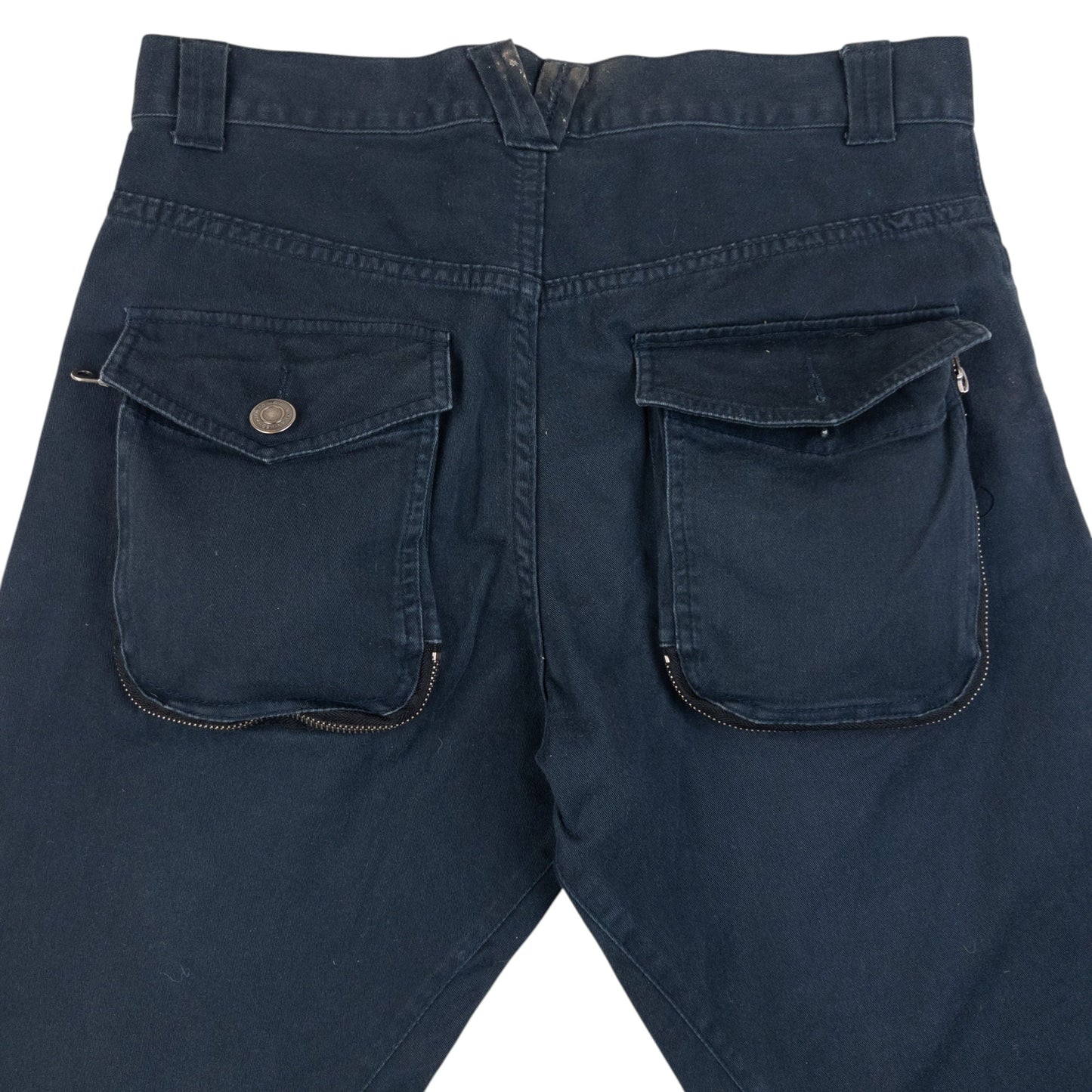 Vintage 2000s PPFM Curved Stacked Leg Trousers Size W30 | W30, Navy