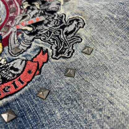 Vintage Monster Embroidered Japanese Denim Jeans Size W30