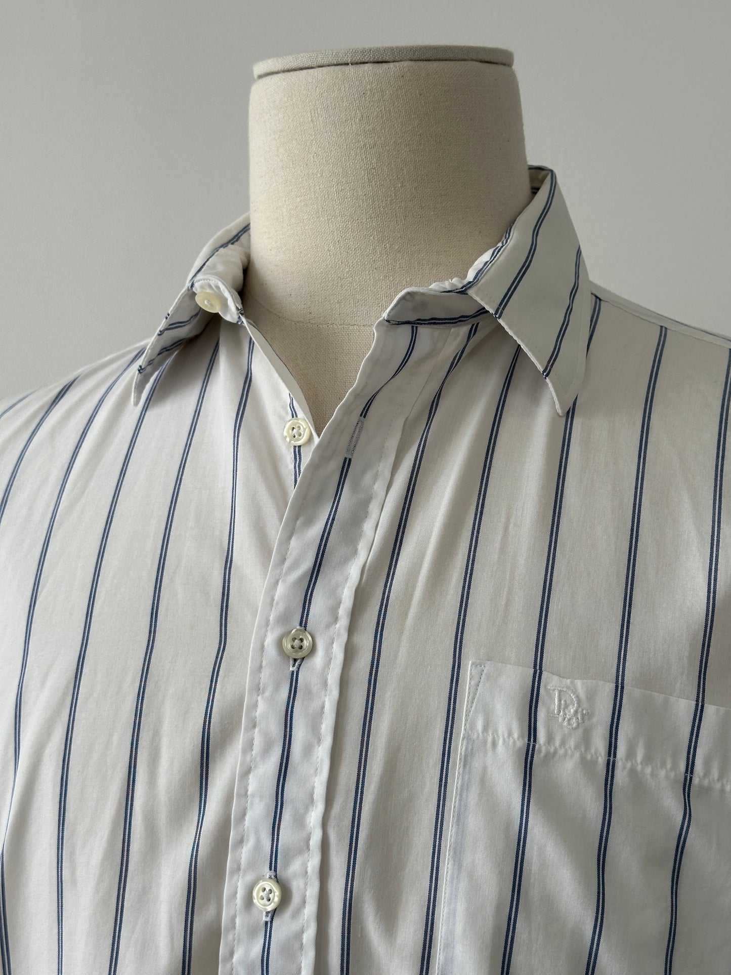 Christian Dior 1990s Cotton Short Sleeve Striped Shirt - L