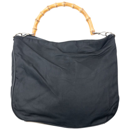 Vintage 90s Gucci Bamboo Handle Shoulder Bag | O/S, Black