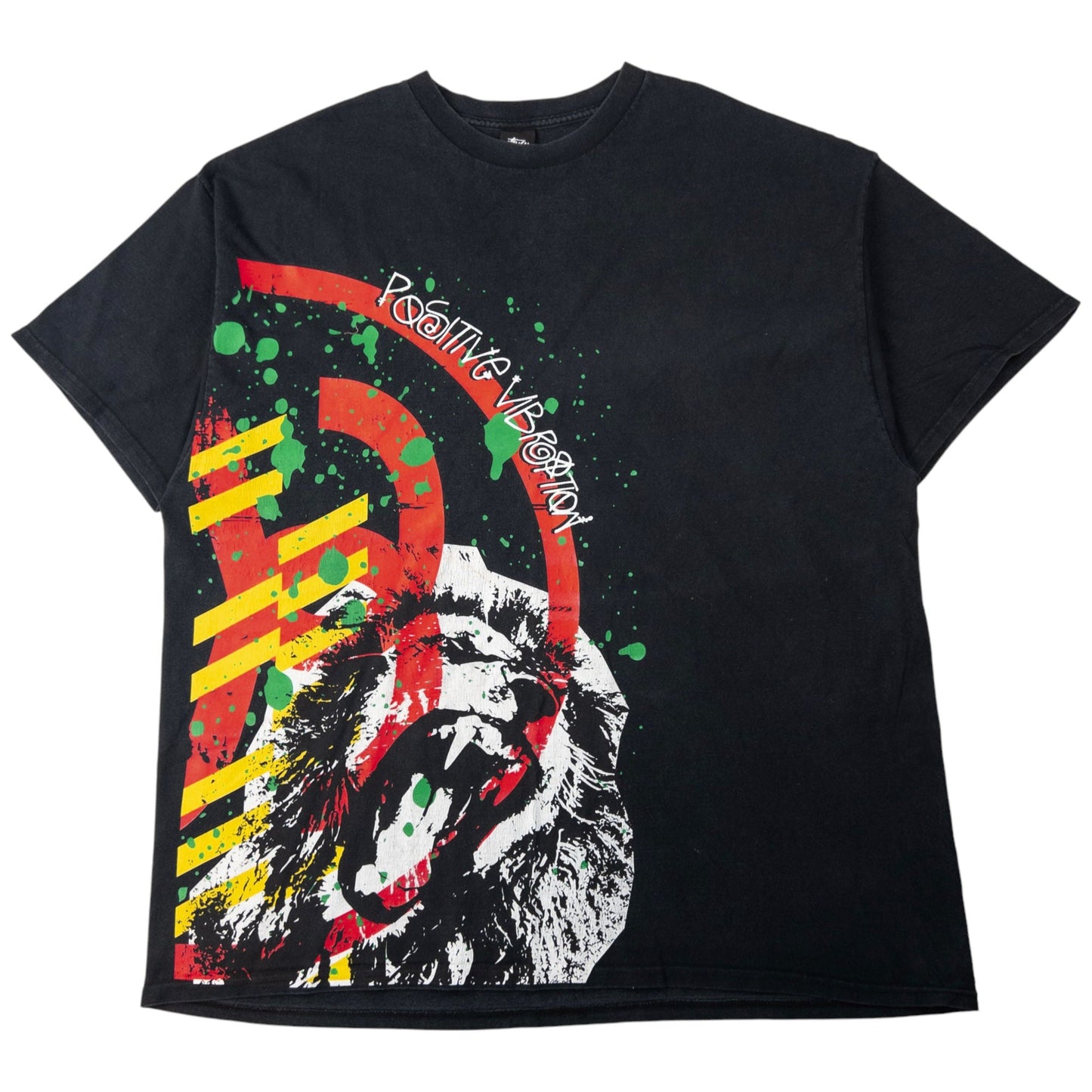 Vintage Stussy Positive Vibration Lion Graphic T Shirt Size XXL