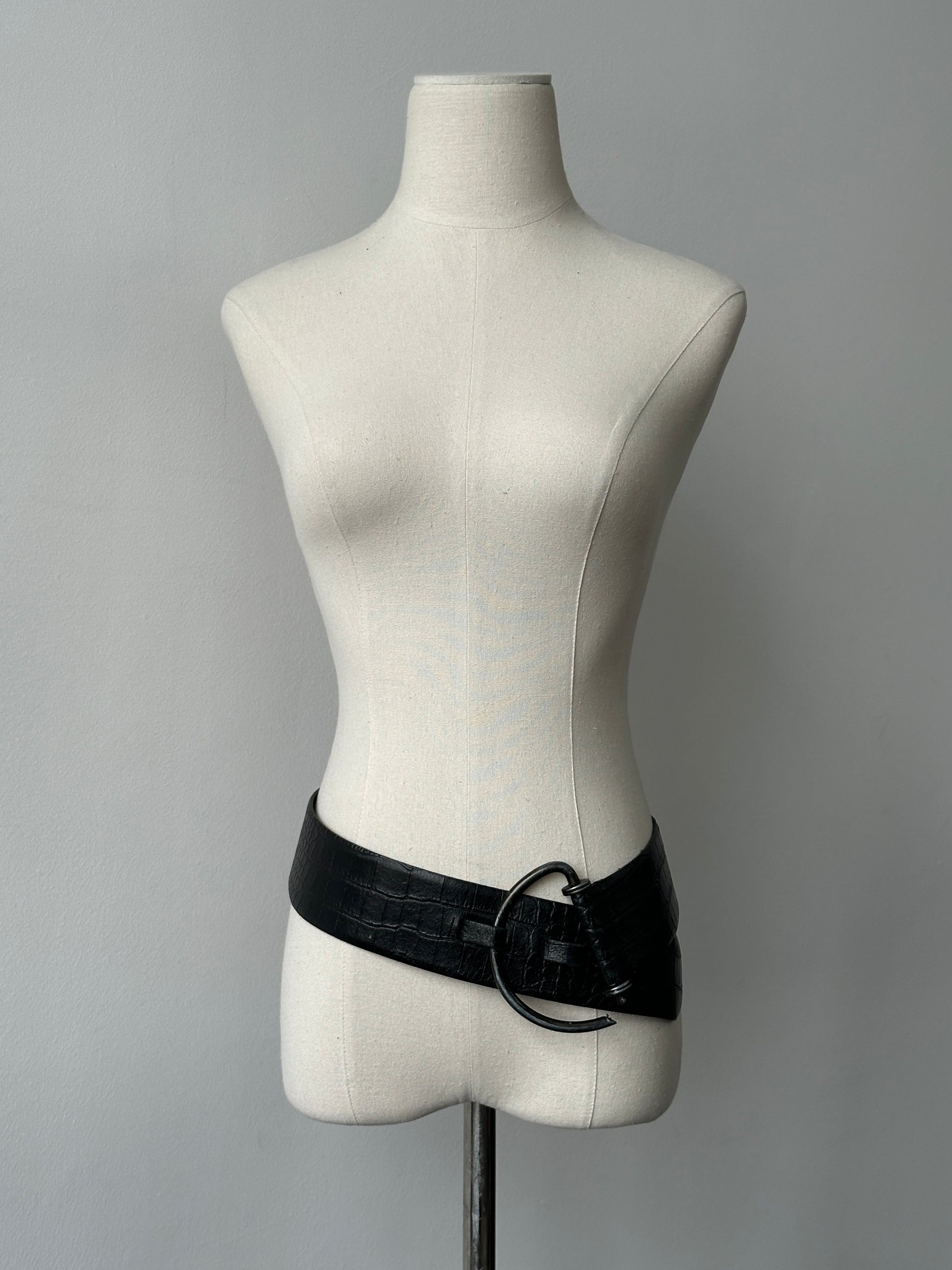 Vintage 1990s Leather D Ring Chunky Belt - W33-37