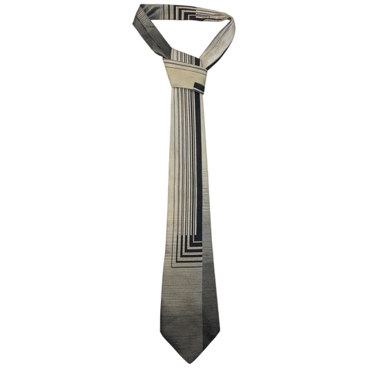 Vintage 90s Gianni Versace Geometric Silk Tie | O/S, Grey