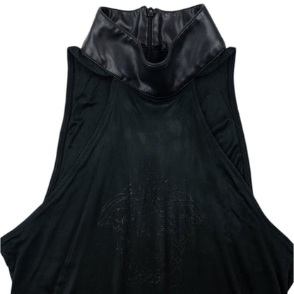 Vintage 2000s Versace Medussa Head Mesh Top Womens Size S | Small, Black