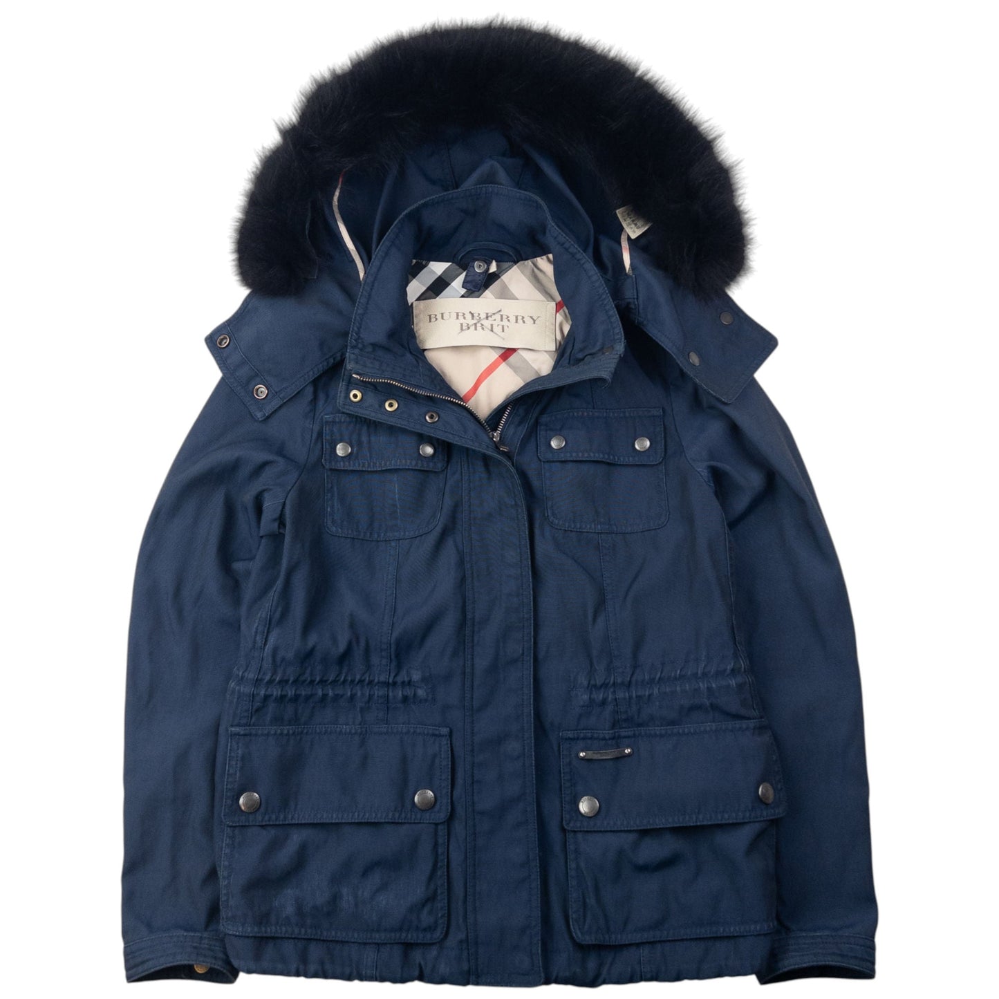 Vintage Burberry Brit Fur Hood Jacket Womens Size M | Medium, Multicoloured
