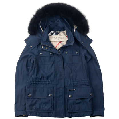 Vintage Burberry Brit Fur Hood Jacket Womens Size M | Medium, Multicoloured