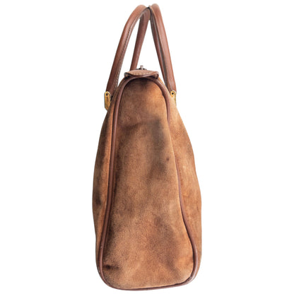 Vintage 80s Gucci Suede Handbag | O/S, Brown