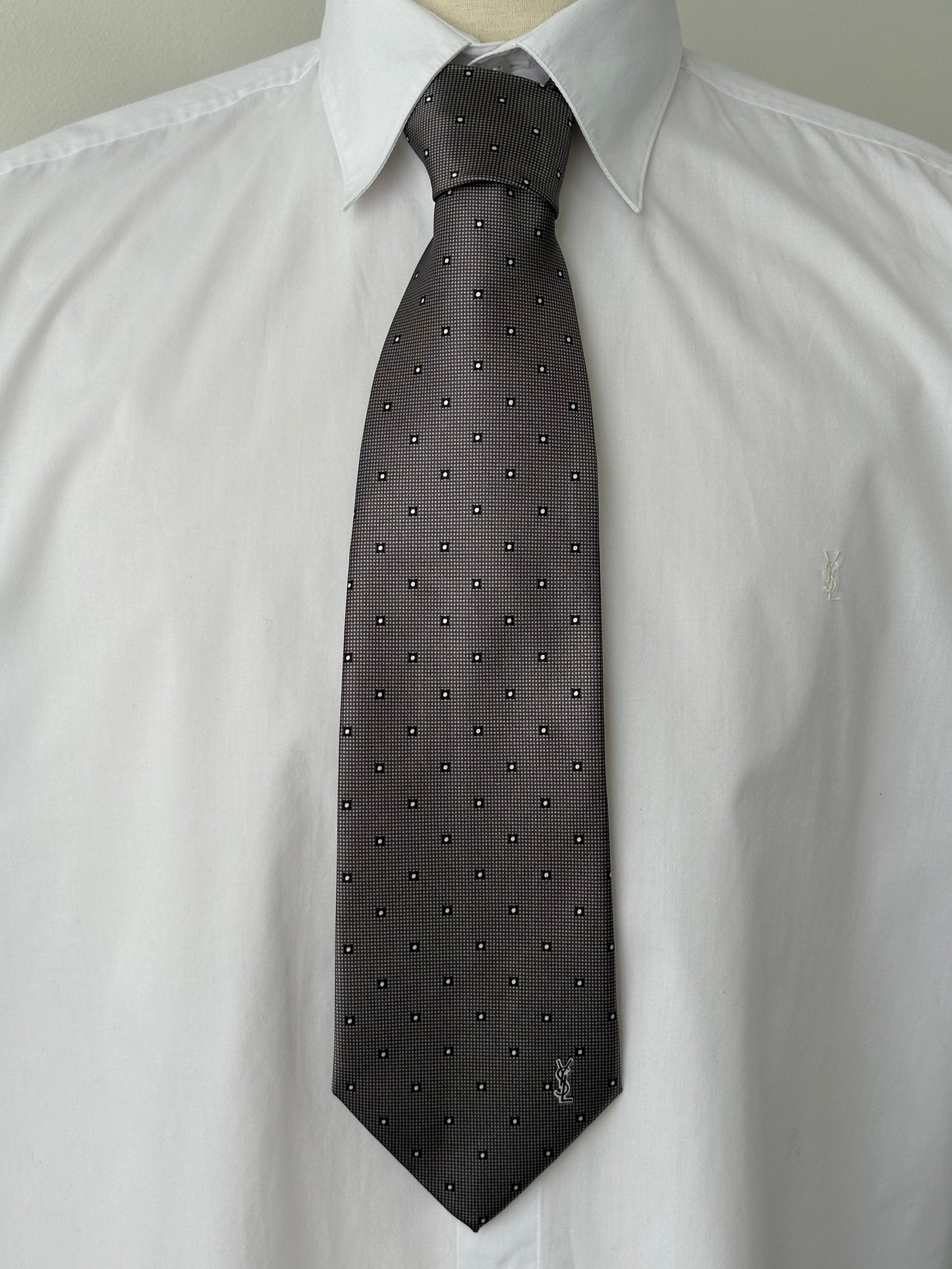 Yves Saint Laurent 1990s Pure Silk Logo Tie